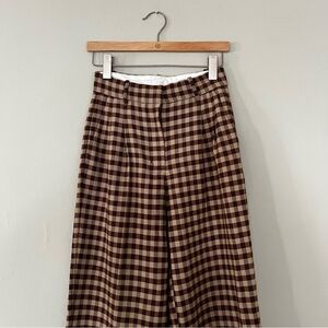 Aritzia Wilfred Effortless Pant Checkered Brown and Cream